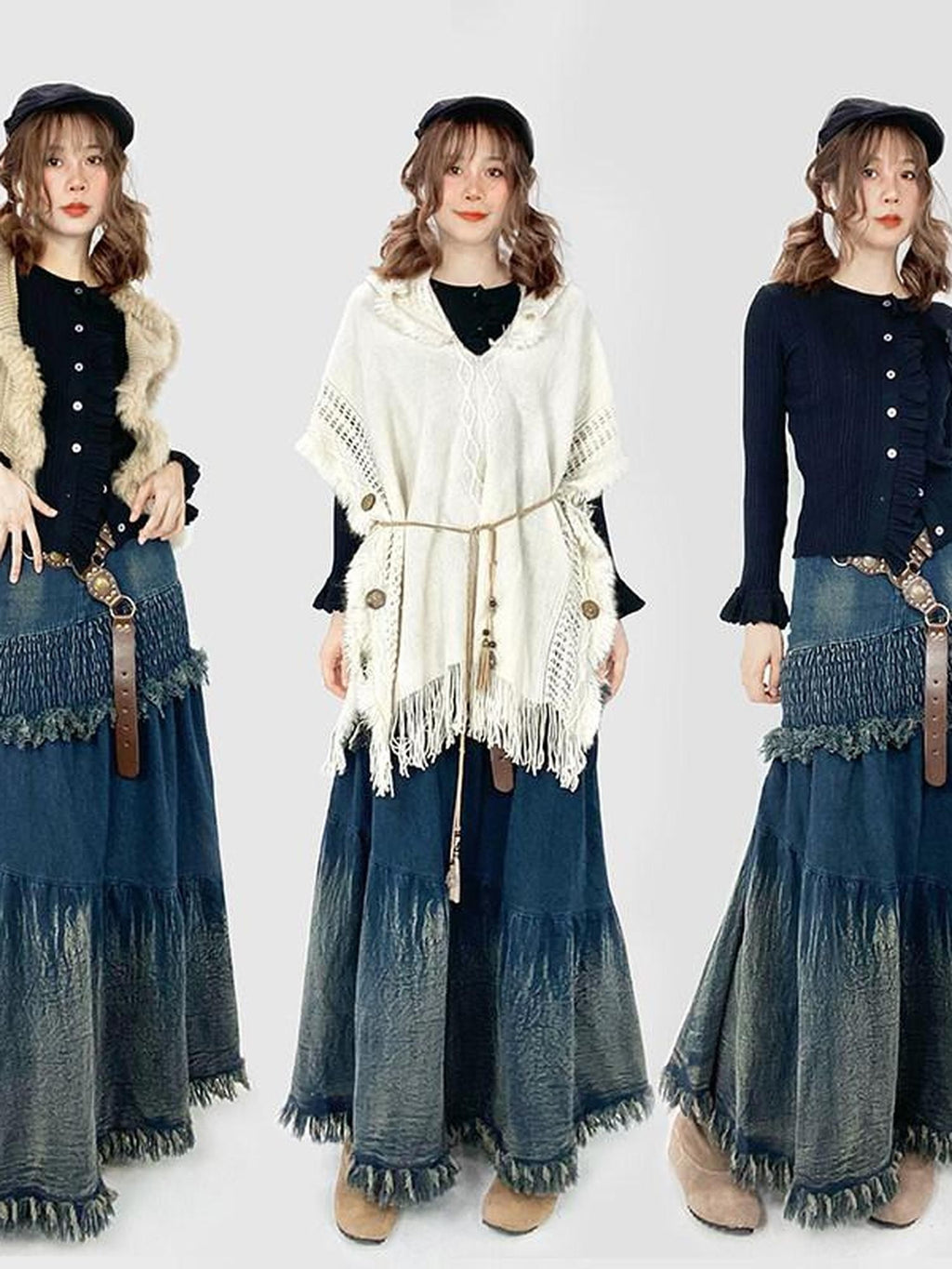 REDDACHIC Distressed Western Vintage Plain Round Buckle Adjustable Women'S Soft Pu Belts