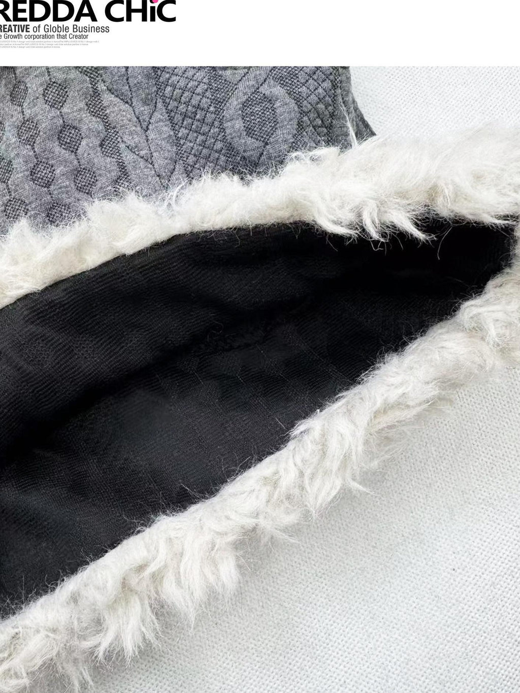 REDDACHIC Fur Patchwork Suspender Layered Vintage Women'S Wool Knit Short Trousers
