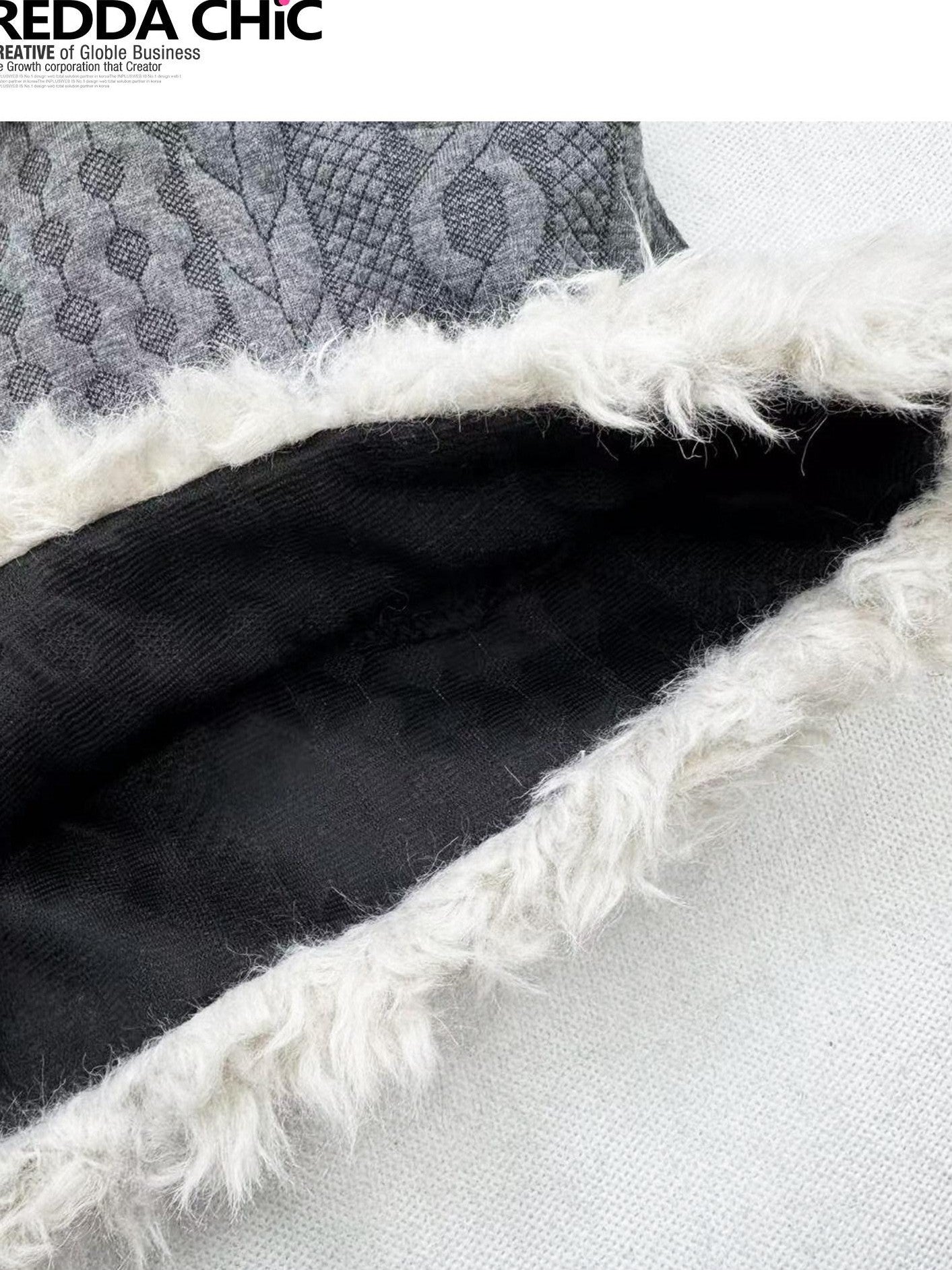 REDDACHIC Fur Patchwork Suspender Layered Vintage Women'S Wool Knit Short Trousers