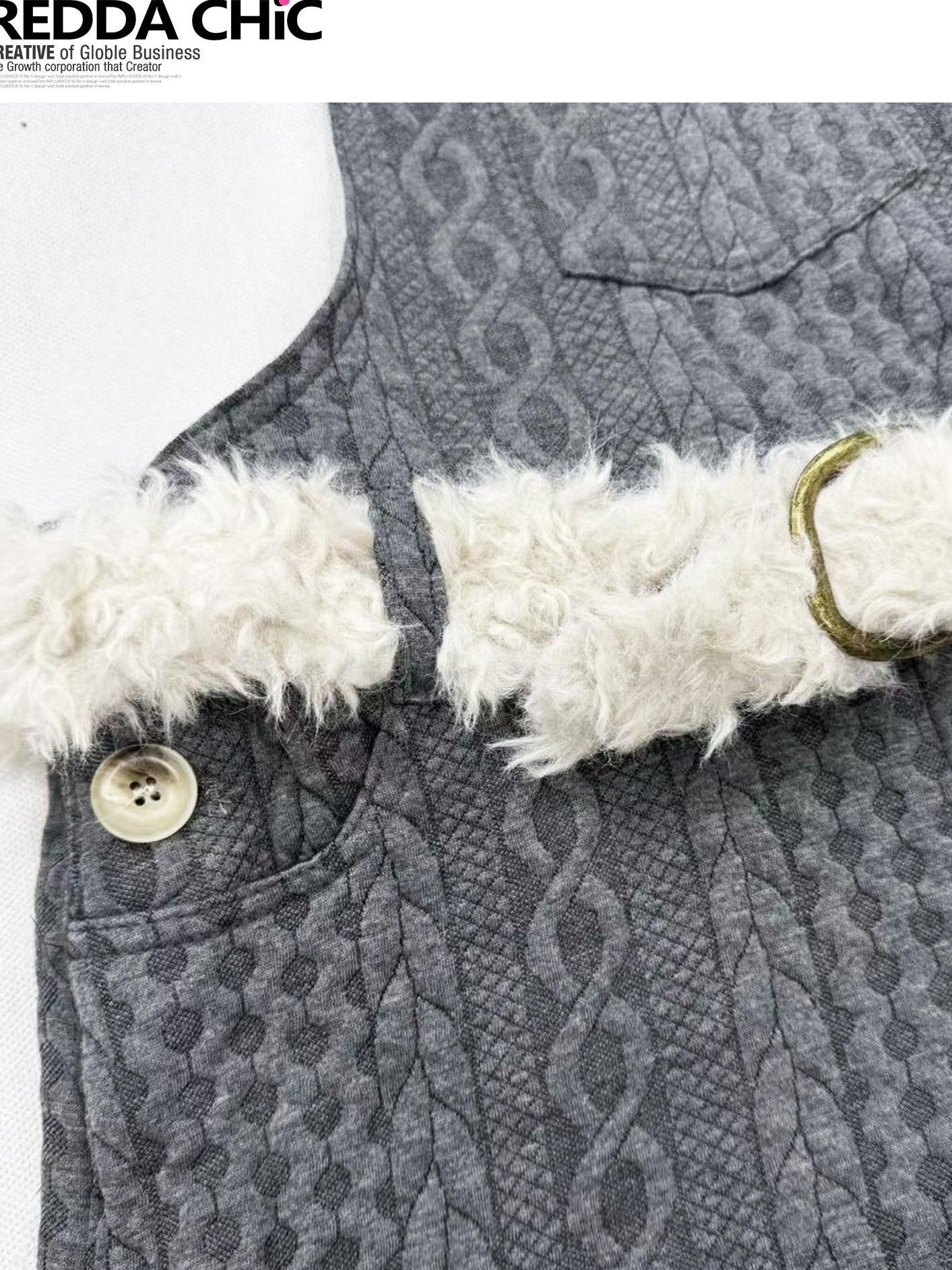 REDDACHIC Fur Patchwork Suspender Layered Vintage Women'S Wool Knit Short Trousers