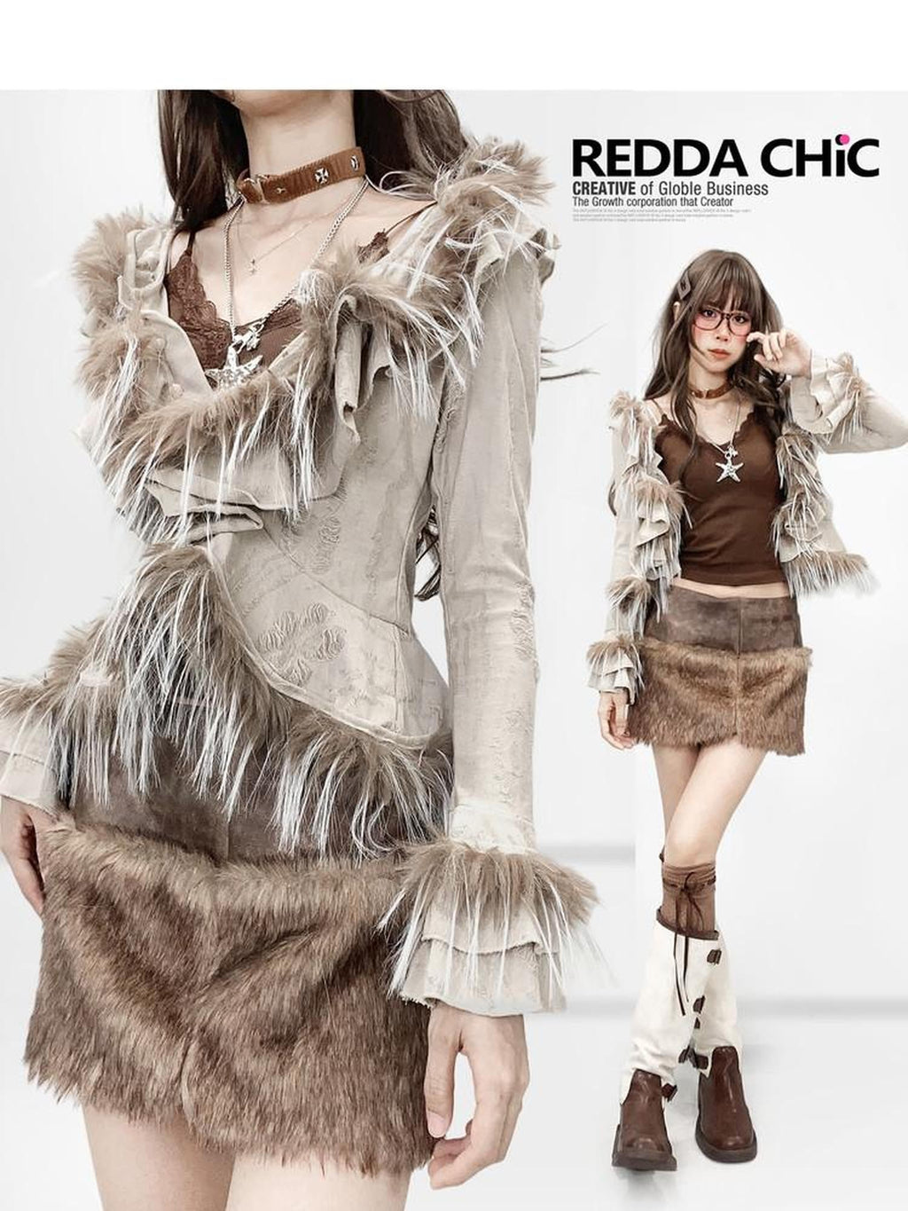 REDDACHIC Fuzzy Distressed Vintage Cropped Cinched Waist Women'S Knit Cardigans