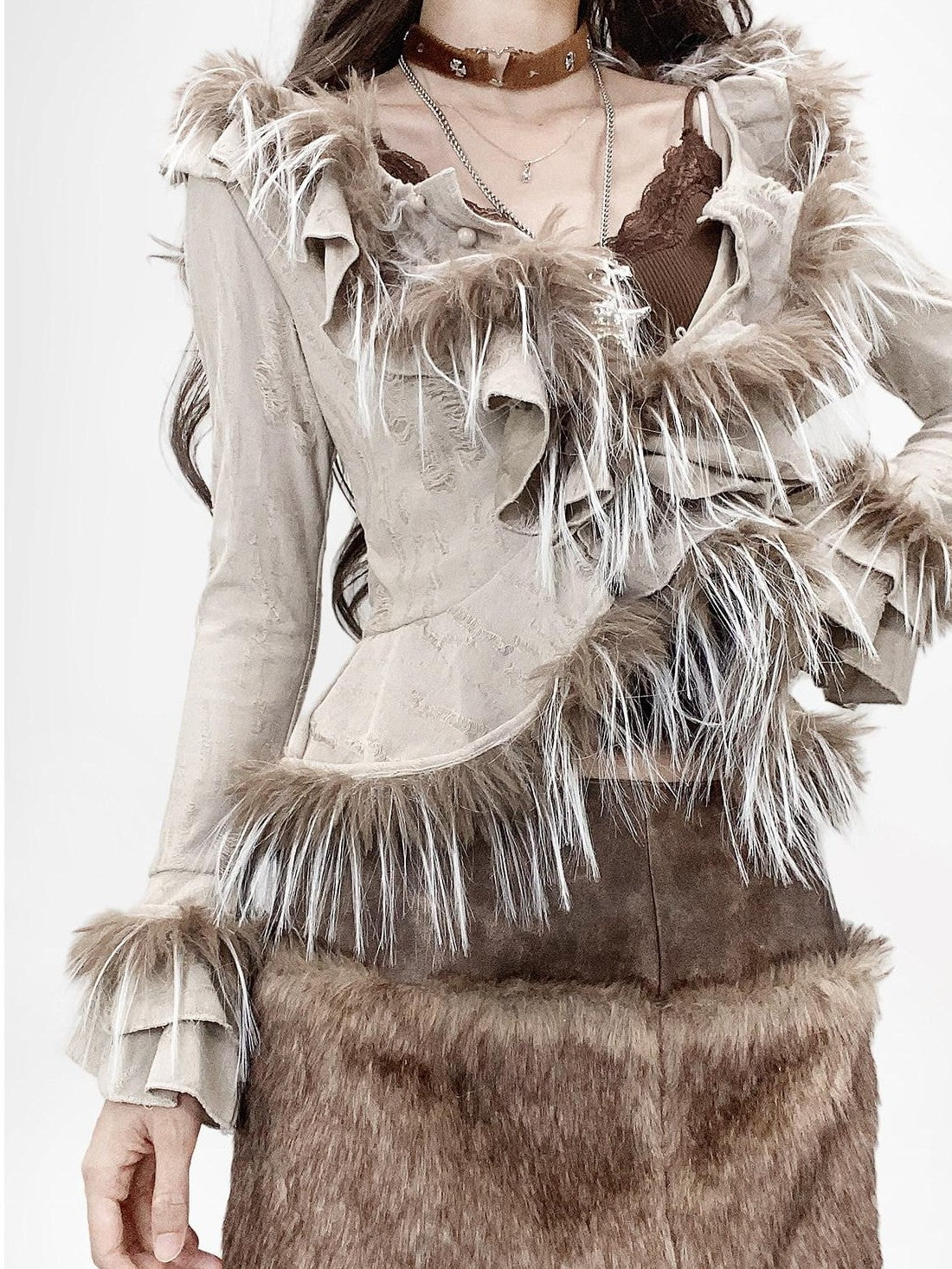 REDDACHIC Fuzzy Distressed Vintage Cropped Cinched Waist Women'S Knit Cardigans