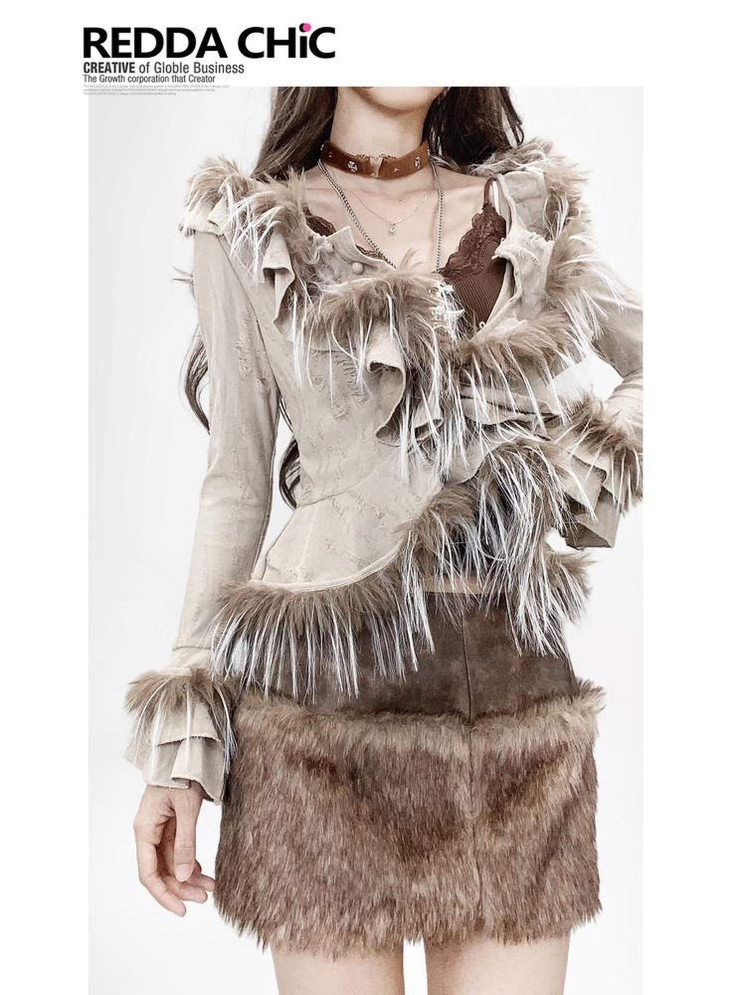 REDDACHIC Fuzzy Distressed Vintage Cropped Cinched Waist Women'S Knit Cardigans