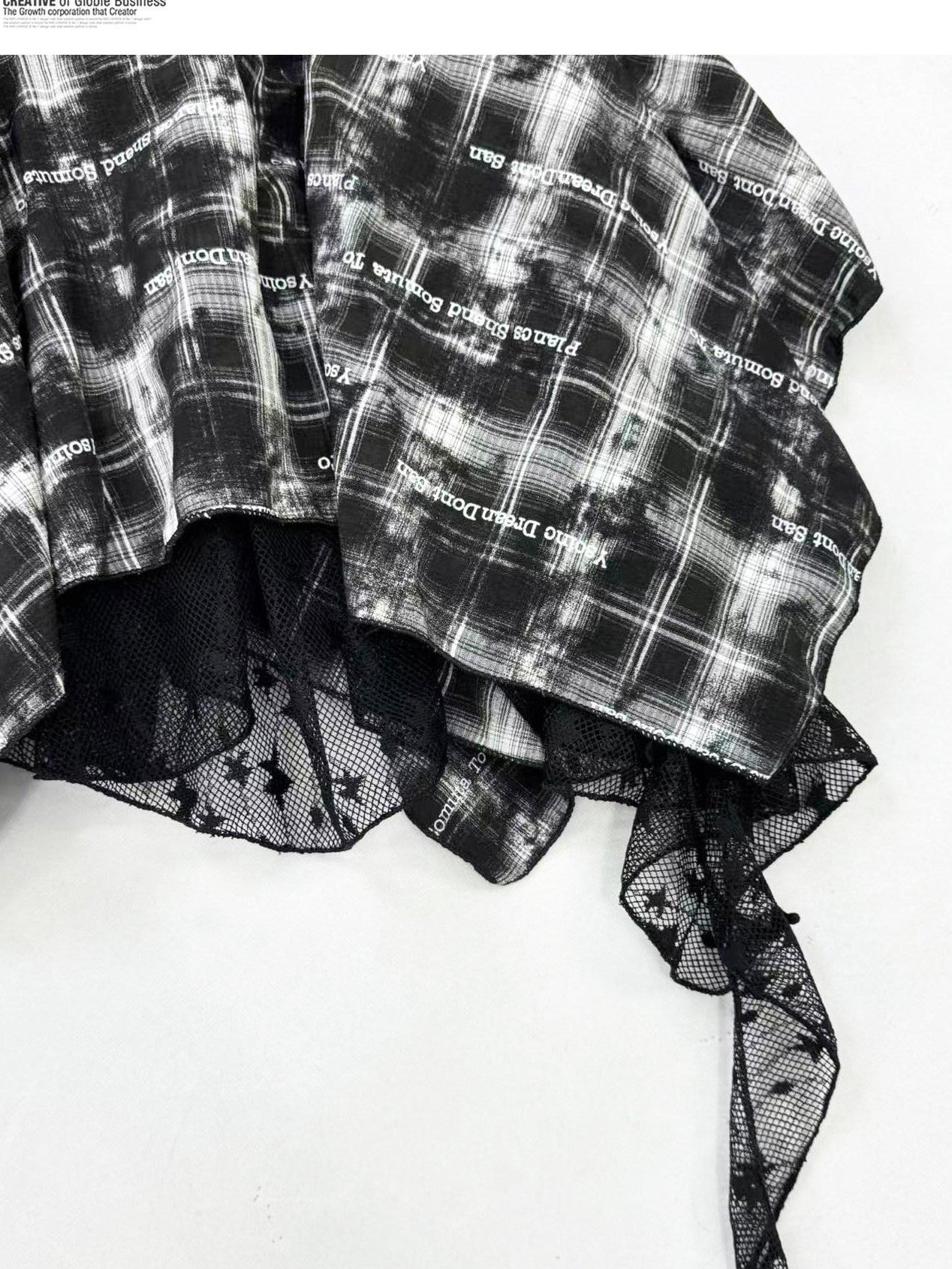 REDDACHIC Gothic Black White Plaid Asymmetric Pleated High Waist Women'S Lace Mini Skirts