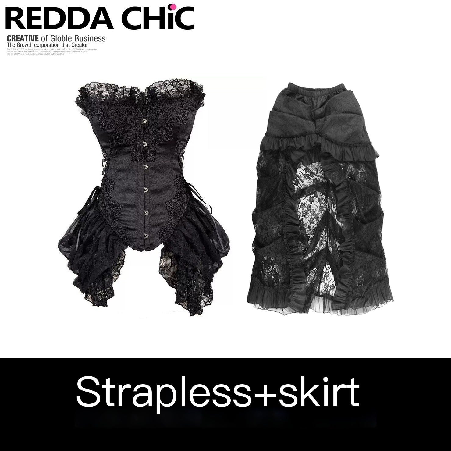 REDDACHIC_Gothic_Corset_Lace_Asymmetrical_Women'S_Lace_Cotton_Strapless_Maxi_Dresses_MISSTT