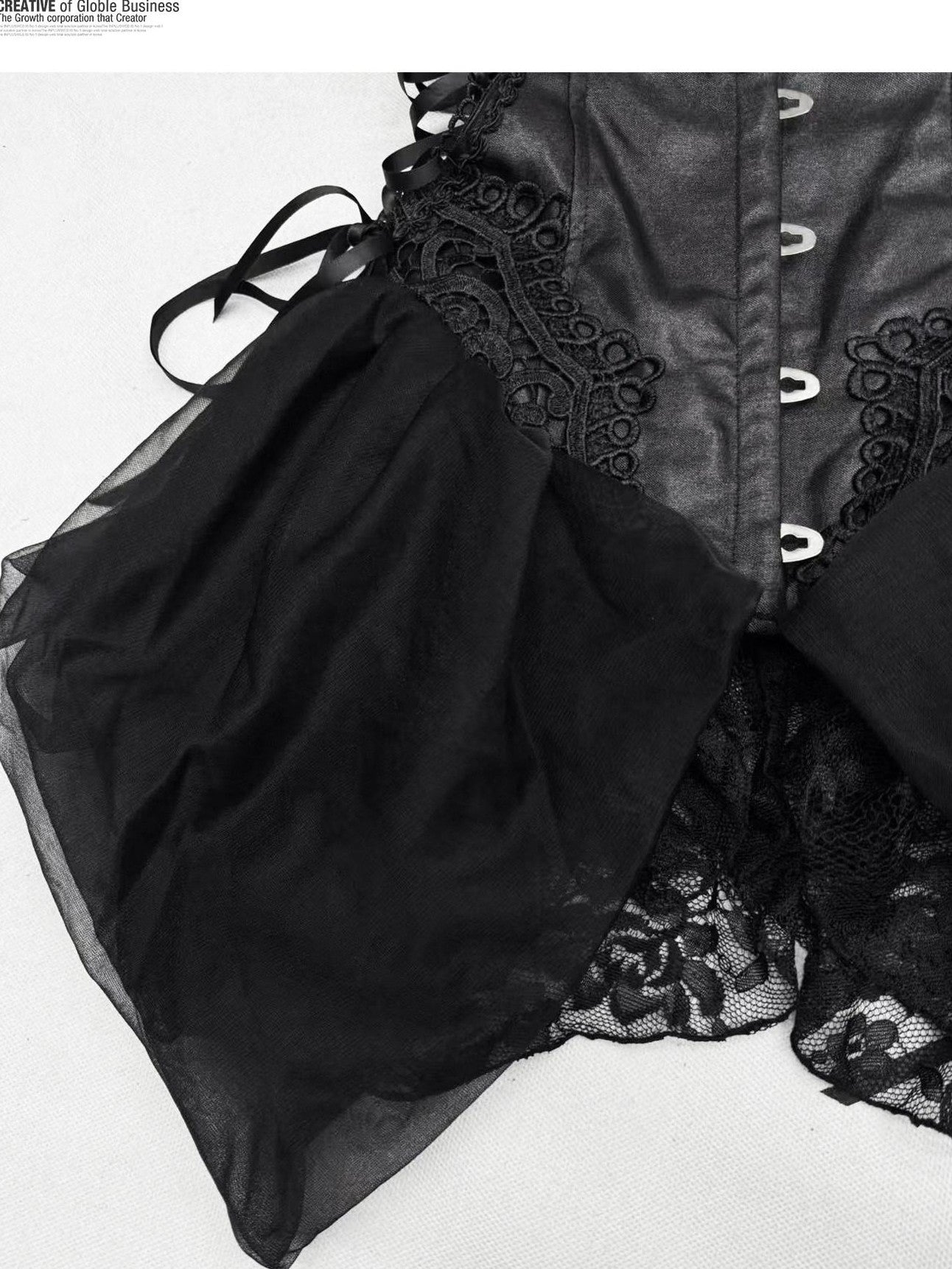 REDDACHIC Gothic Corset Lace Asymmetrical Women'S Lace Cotton Strapless Maxi Dresses