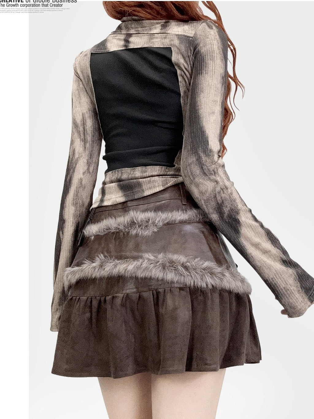 REDDACHIC Gothic Cross Tie Dye Gradient High Neck Bell Sleeve Women'S Long Sleeve T-Shirts