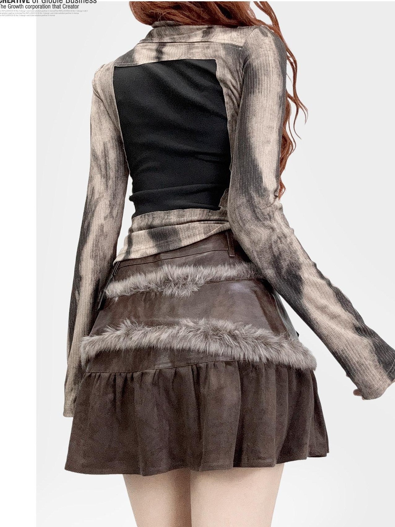 REDDACHIC Gothic Cross Tie Dye Gradient High Neck Bell Sleeve Women'S Long Sleeve T-Shirts