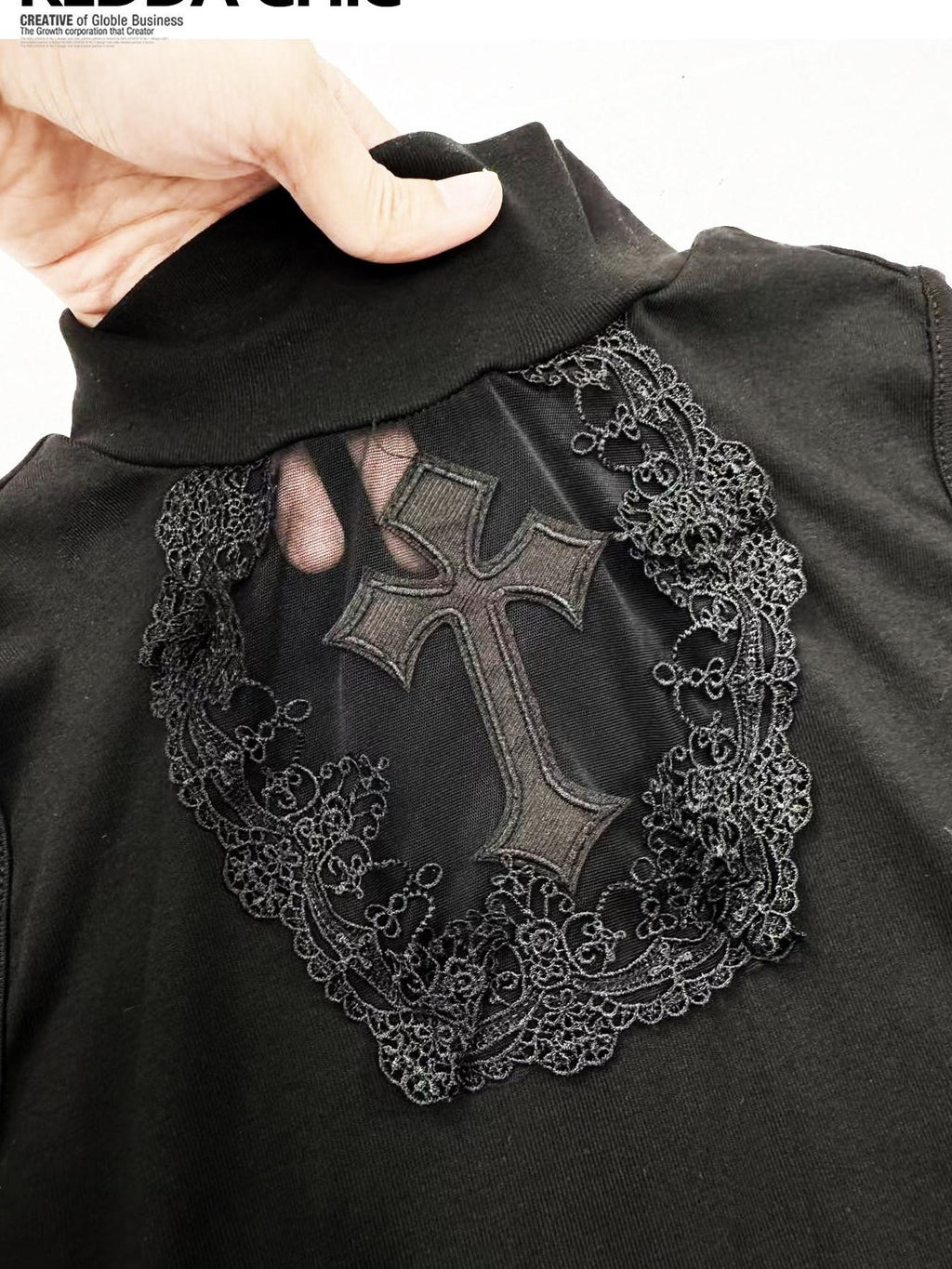 REDDACHIC Gothic Cutout Punk Mock Neck Cropped Slim Women'S Polyester Tank Tops