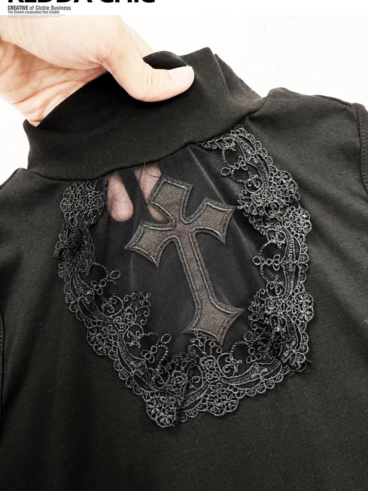 REDDACHIC Gothic Cutout Punk Mock Neck Cropped Slim Women'S Polyester Tank Tops
