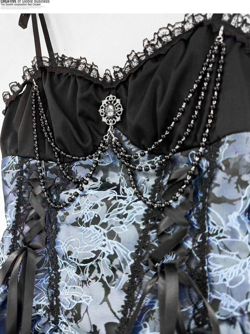 REDDACHIC Gothic Lolita Puff Strap Short Sleeve Waist Cinch Women'S Polyester Midi Dresses