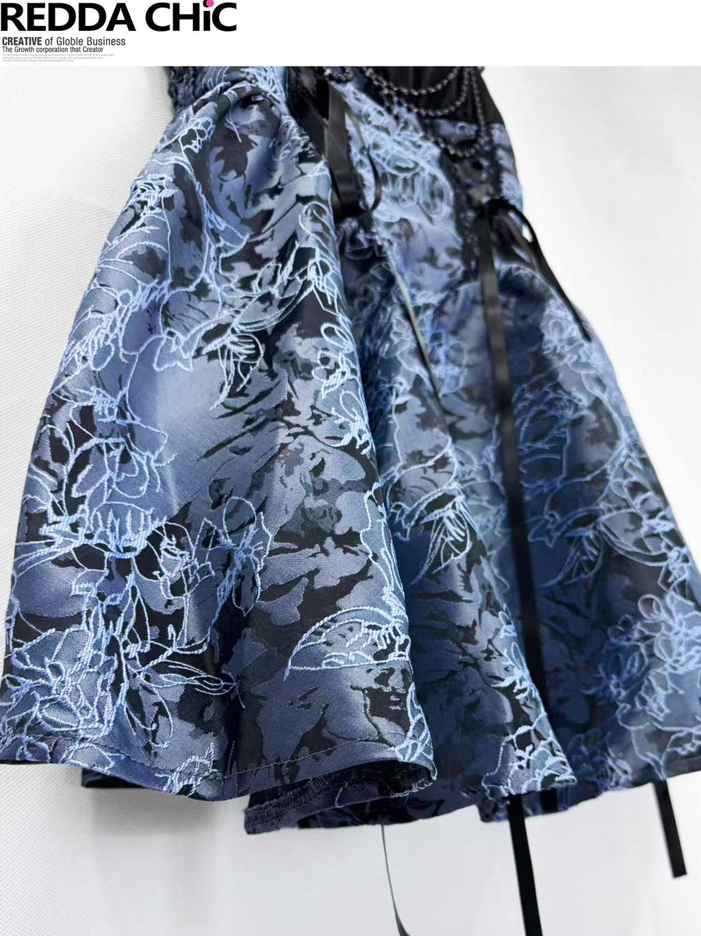REDDACHIC Gothic Lolita Puff Strap Short Sleeve Waist Cinch Women'S Polyester Midi Dresses