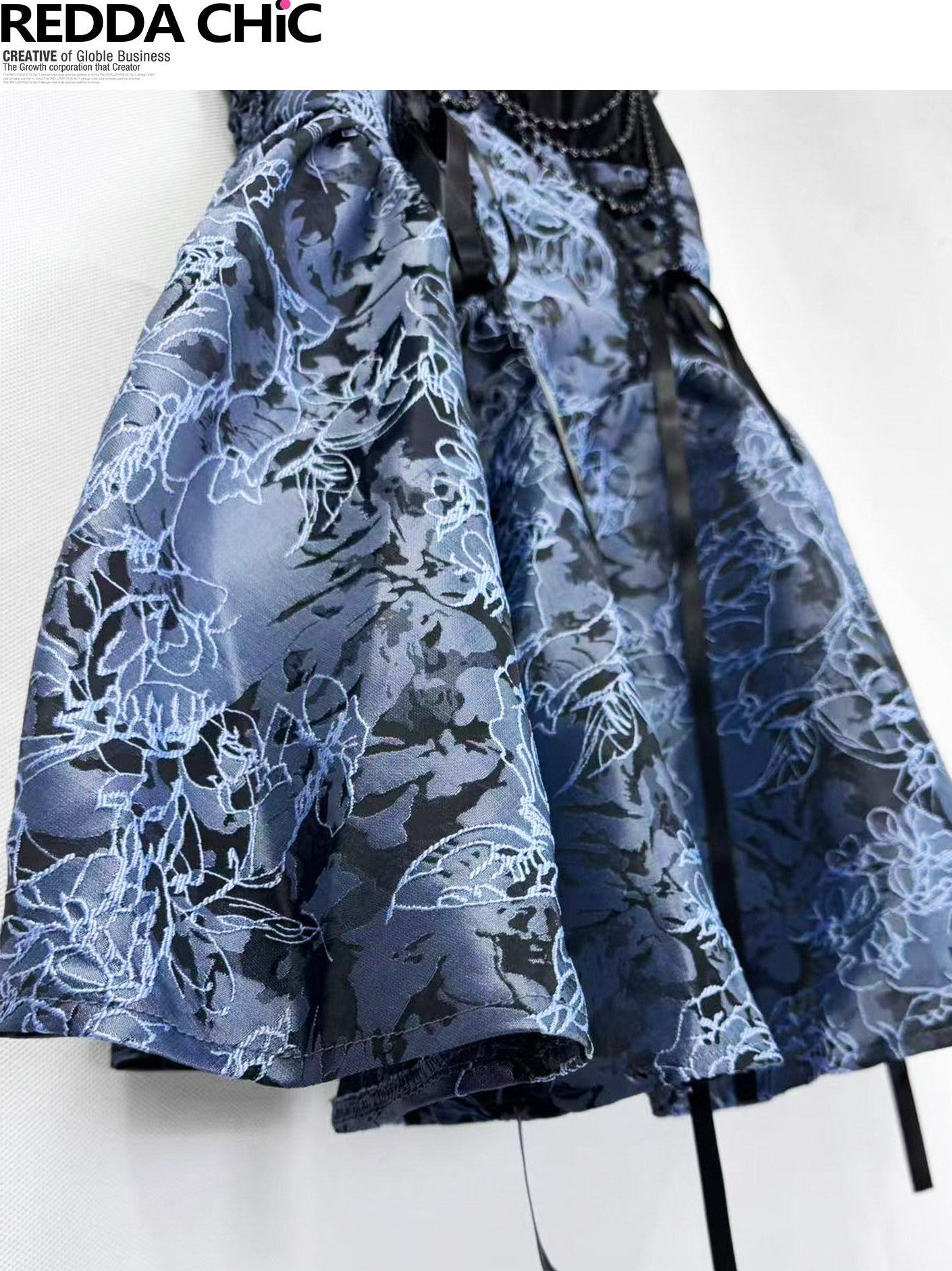 REDDACHIC Gothic Lolita Puff Strap Short Sleeve Waist Cinch Women'S Polyester Midi Dresses