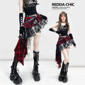 REDDACHIC_Gothic_Monochrome_Plaid_Asymmetrical_Pleated_Low_Waist_Women'S_Lace_Mini_Skirts_MISSTT