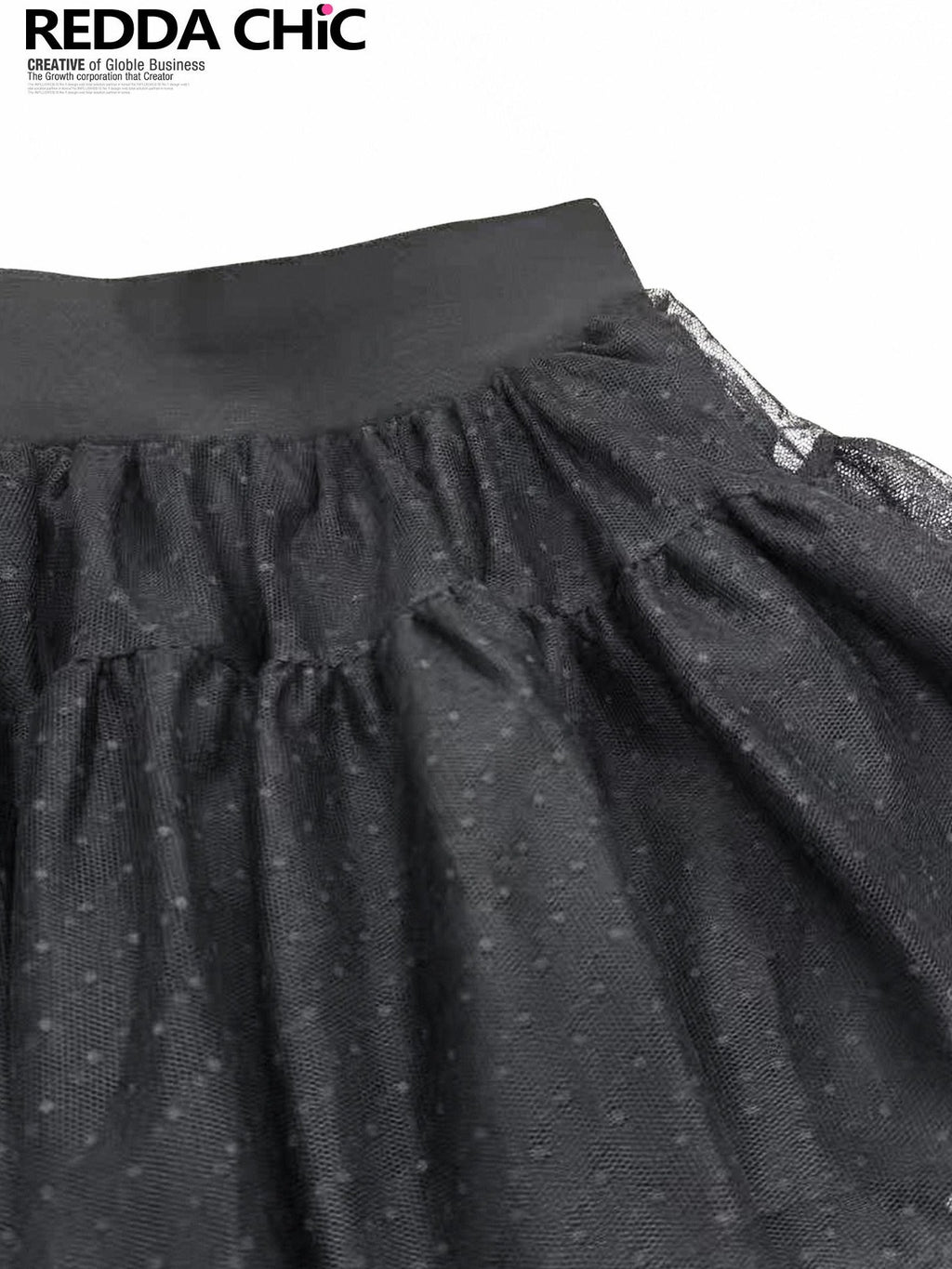 REDDACHIC Gothic Polka Dot Pleated High Waist A Line Women'S Tulle Mini Skirts