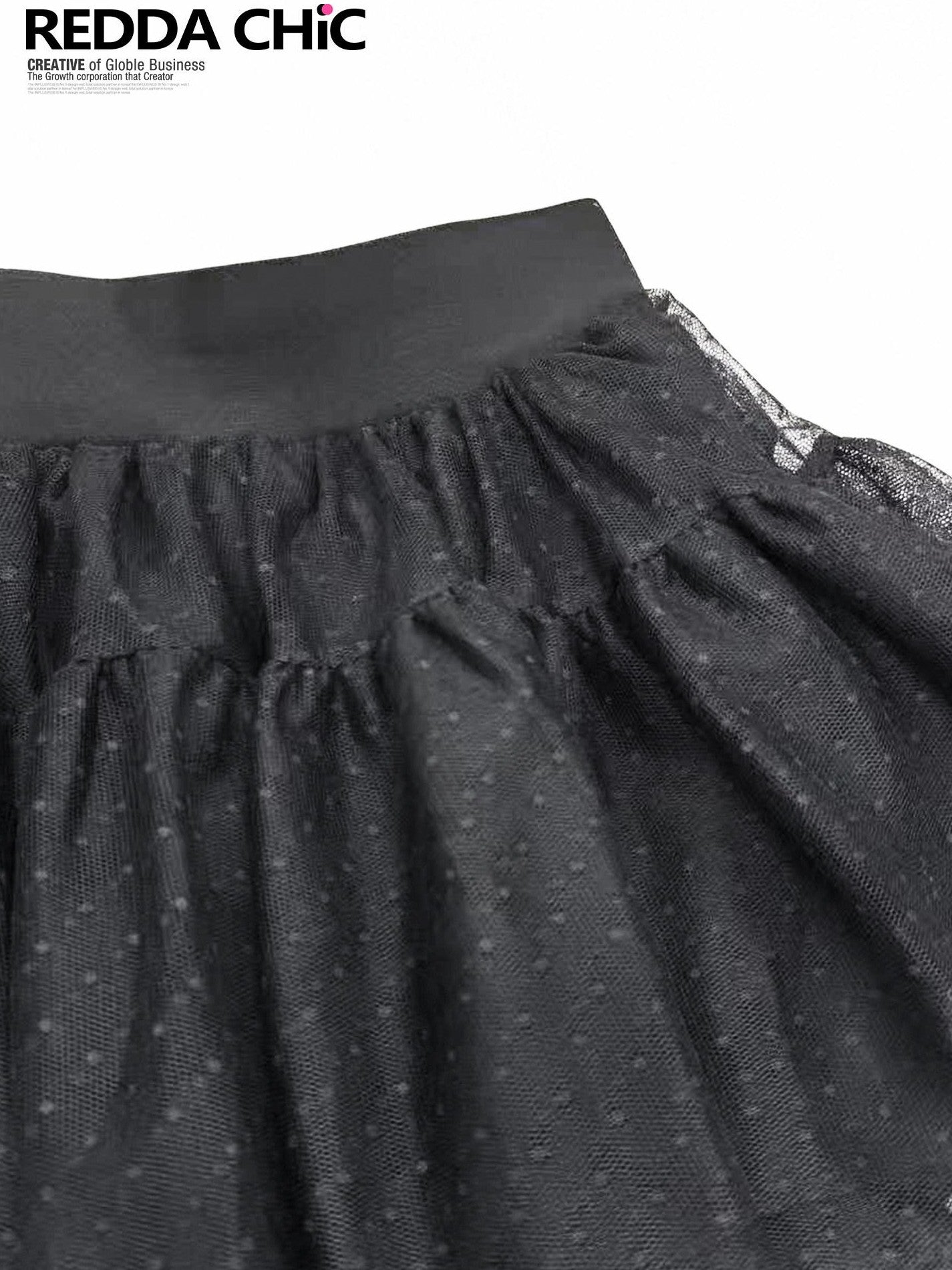 REDDACHIC Gothic Polka Dot Pleated High Waist A Line Women'S Tulle Mini Skirts