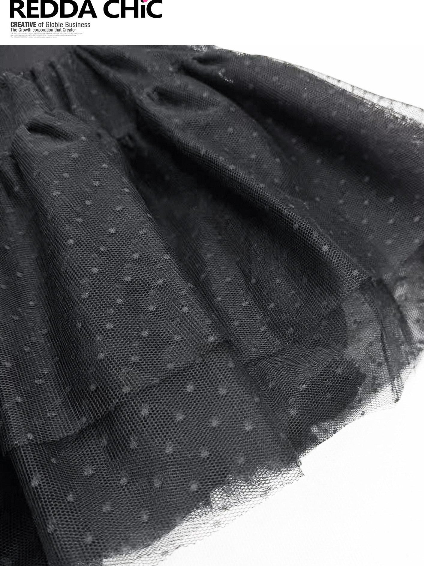 REDDACHIC Gothic Polka Dot Pleated High Waist A Line Women'S Tulle Mini Skirts