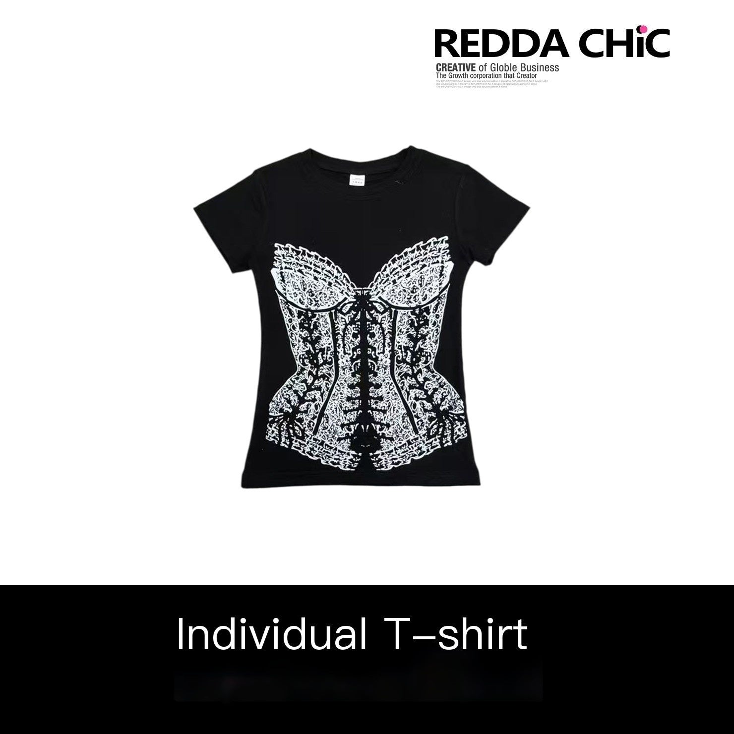 REDDACHIC_Gothic_Printed_Y2K_Slim_Short_Sleeve_Black_Women'S_Crop_Tops_MISSTT