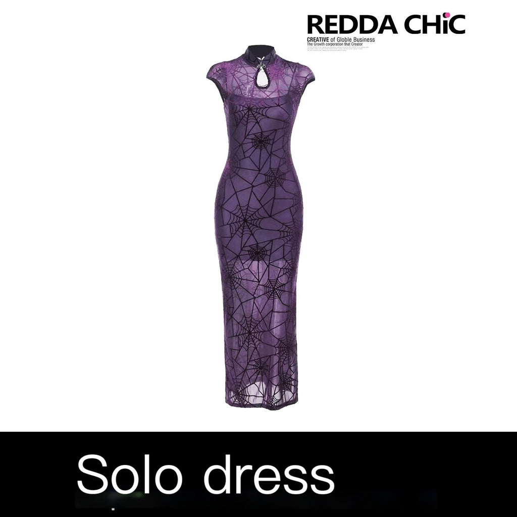 REDDACHIC_Gothic_Qipao_Stand_Collar_Slit_Bodycon_Women'S_Polyester_Midi_Dresses_MISSTT