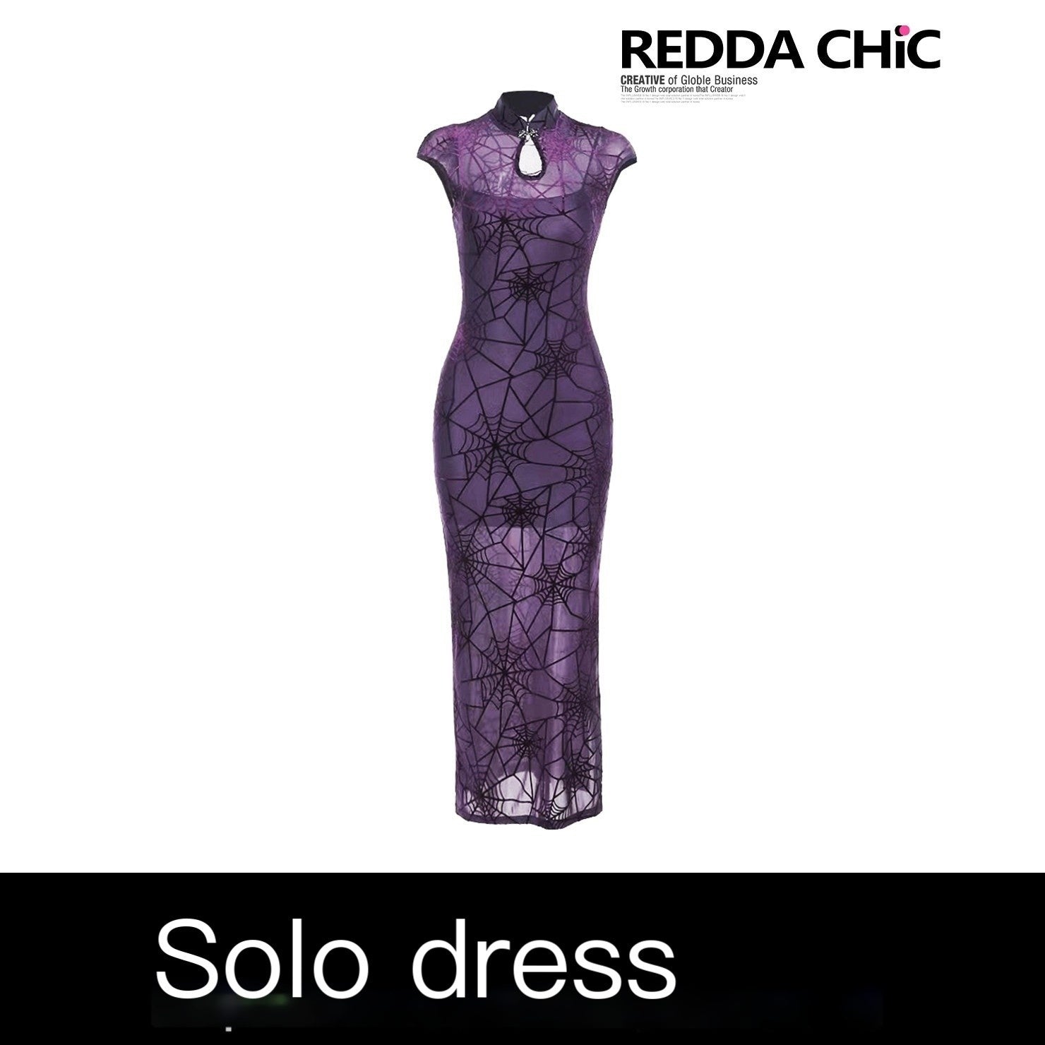 REDDACHIC_Gothic_Qipao_Stand_Collar_Slit_Bodycon_Women'S_Polyester_Midi_Dresses_MISSTT