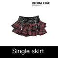 REDDACHIC_Gothic_Red_Plaid_Tiered_Pleated_Ruffle_Spliced_Women'S_Pu_Low_Waist_Mini_Skirts_MISSTT