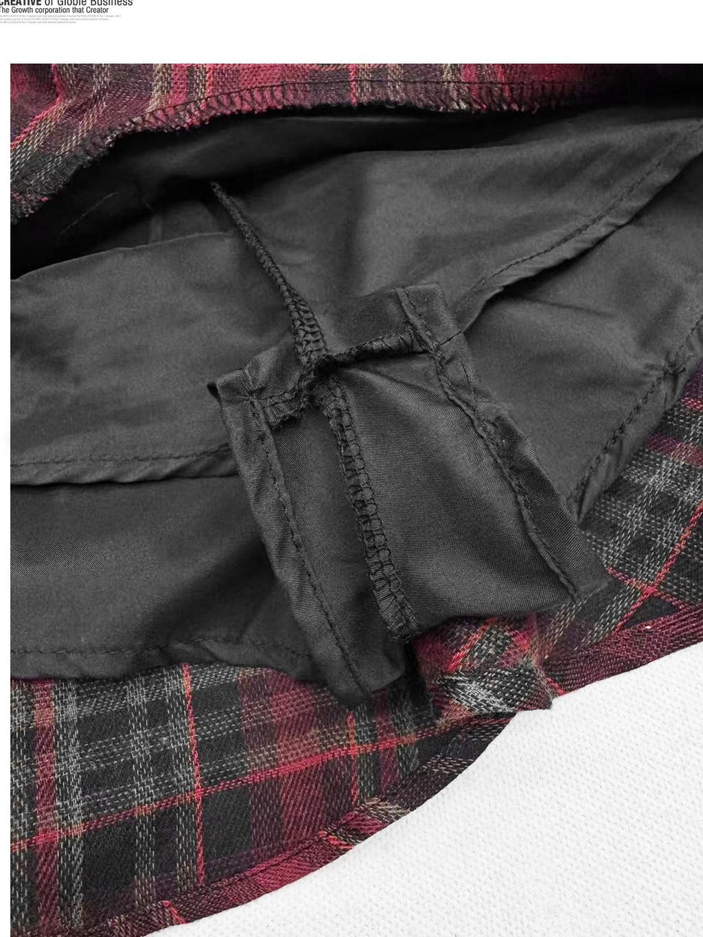 REDDACHIC Gothic Red Plaid Tiered Pleated Ruffle Spliced Women'S Pu Low Waist Mini Skirts