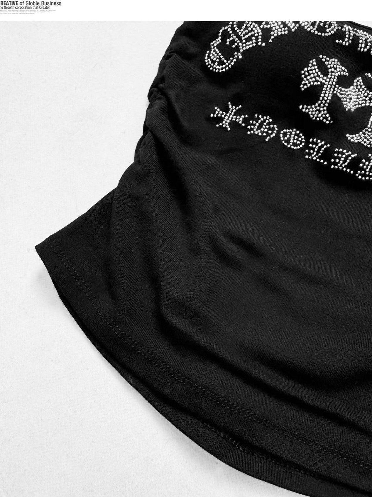 REDDACHIC Gothic Rhinestone Cross Padded Women'S Cropped Waist Cinch Tube Tops / Bandeaus
