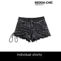 REDDACHIC_Gothic_Tie_Dye_Studded_Frayed_Hem_Wide_Leg_Women'S_Denim_Shorts_MISSTT
