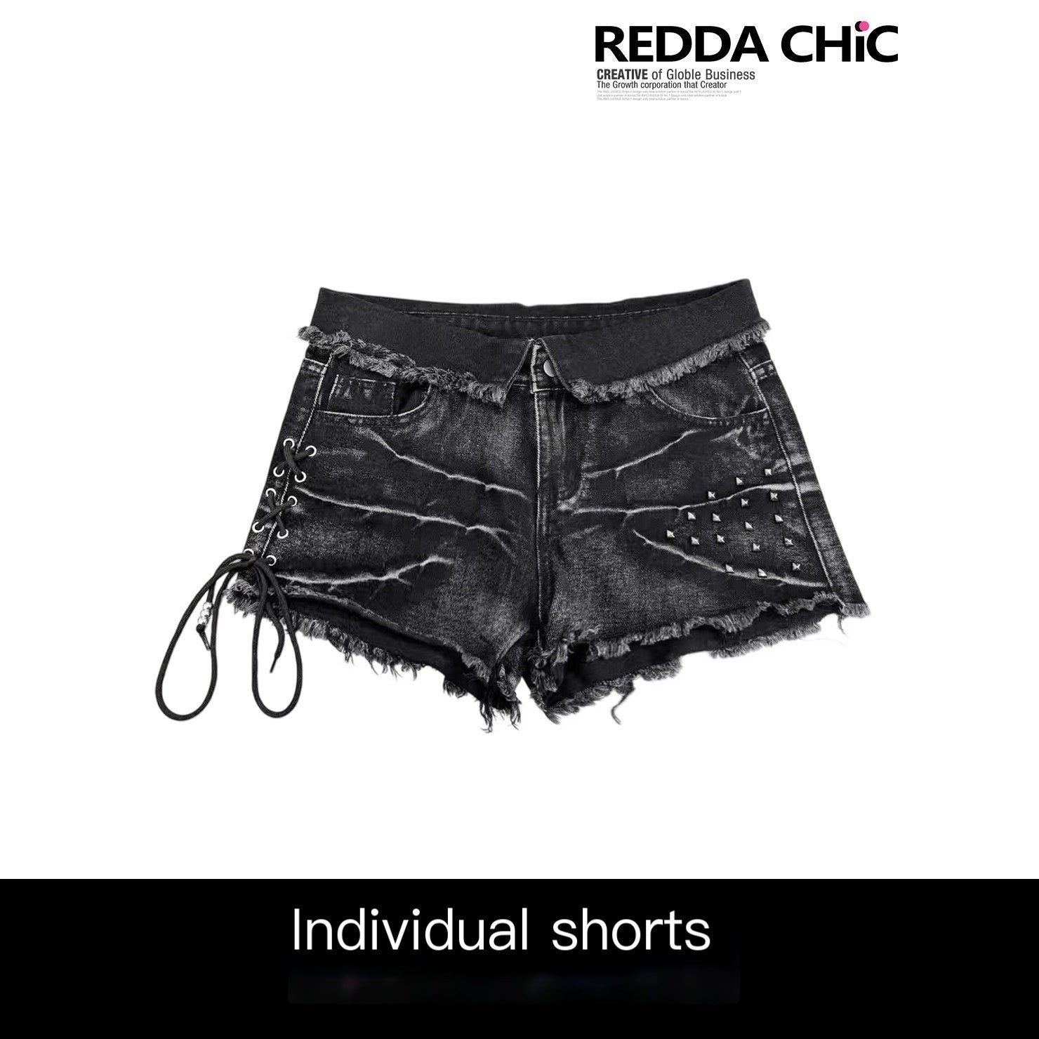 REDDACHIC_Gothic_Tie_Dye_Studded_Frayed_Hem_Wide_Leg_Women'S_Denim_Shorts_MISSTT