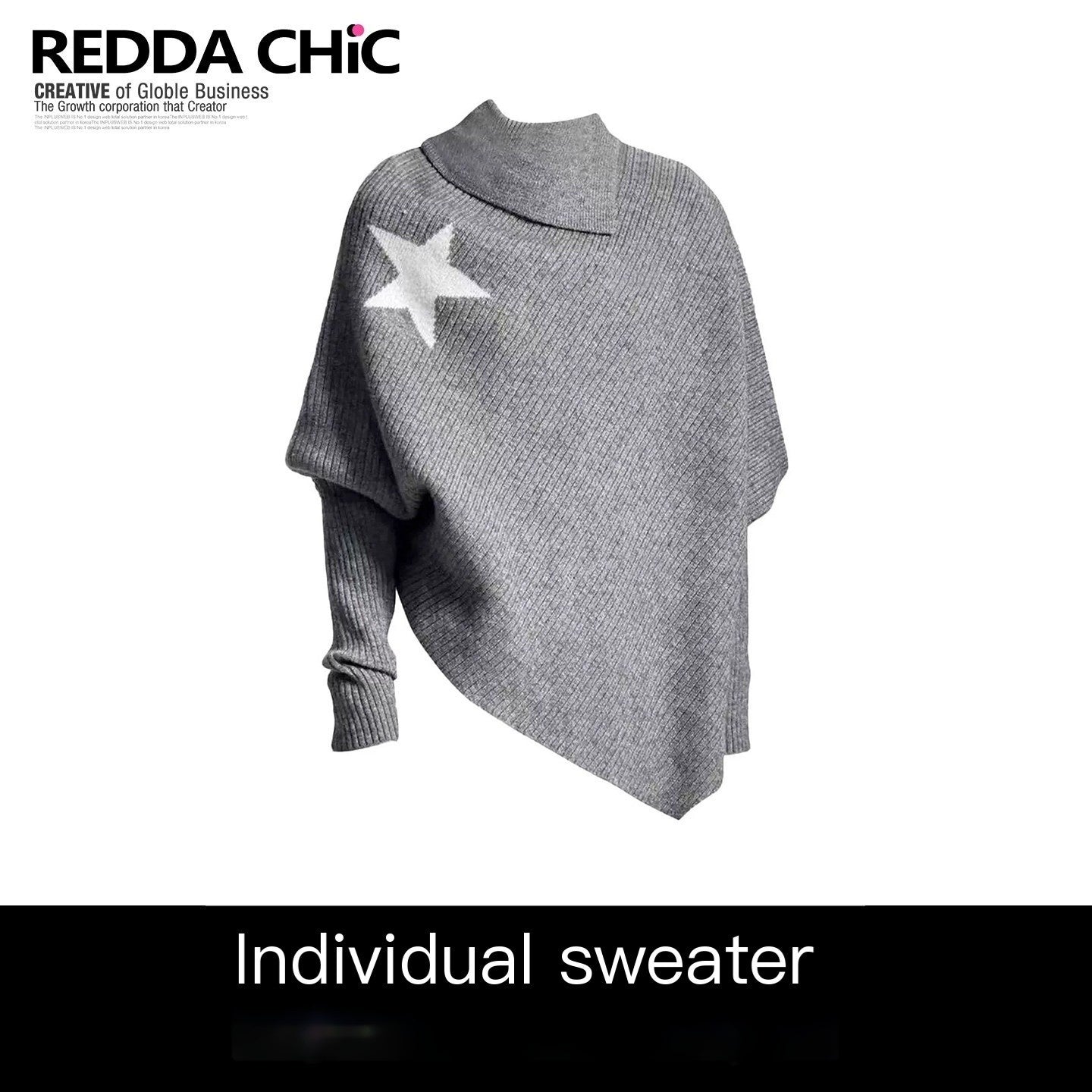 REDDACHIC_Gray_Asymmetric_Shawl_Neck_Oversized_Loose_Women'S_Knit_Sweaters_MISSTT