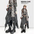 REDDACHIC_Gray_Asymmetrical_Plaid_Patchwork_Pleated_A_Line_High_Waist_Women'S_Maxi_Skirts_MISSTT