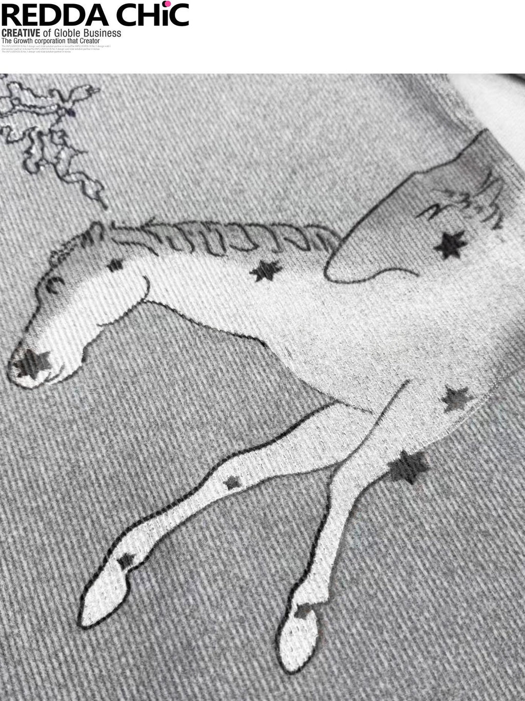 REDDACHIC Gray Cartoon Print Bell Sleeve Slim Women'S Derong Long Sleeve T-Shirts