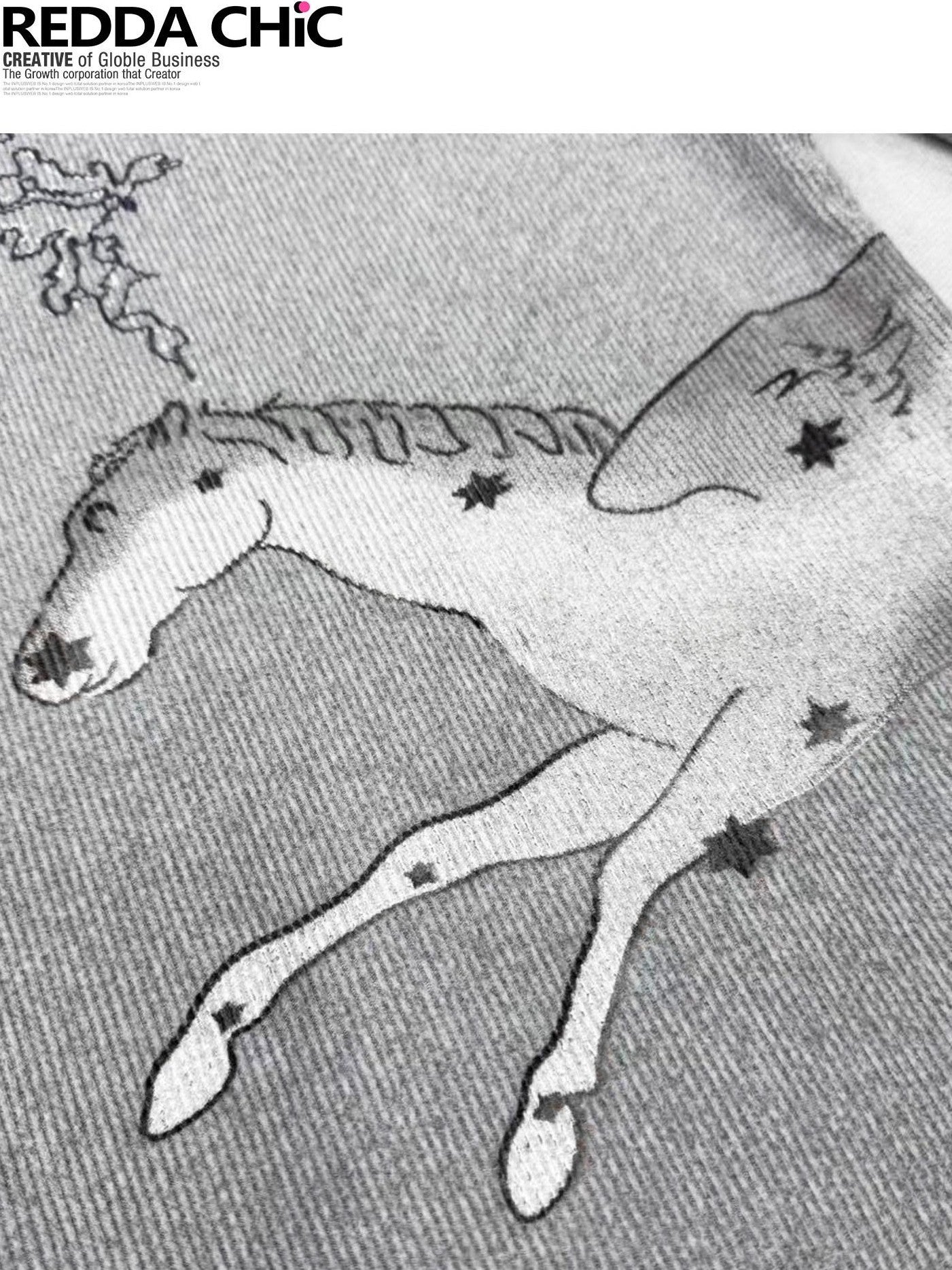 REDDACHIC Gray Cartoon Print Bell Sleeve Slim Women'S Derong Long Sleeve T-Shirts