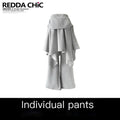 REDDACHIC_Gray_Faux_Layered_Drapey_Micro_Flare_Mid_Rise_Casual_Women'S_Other_Flare_Pants_MISSTT