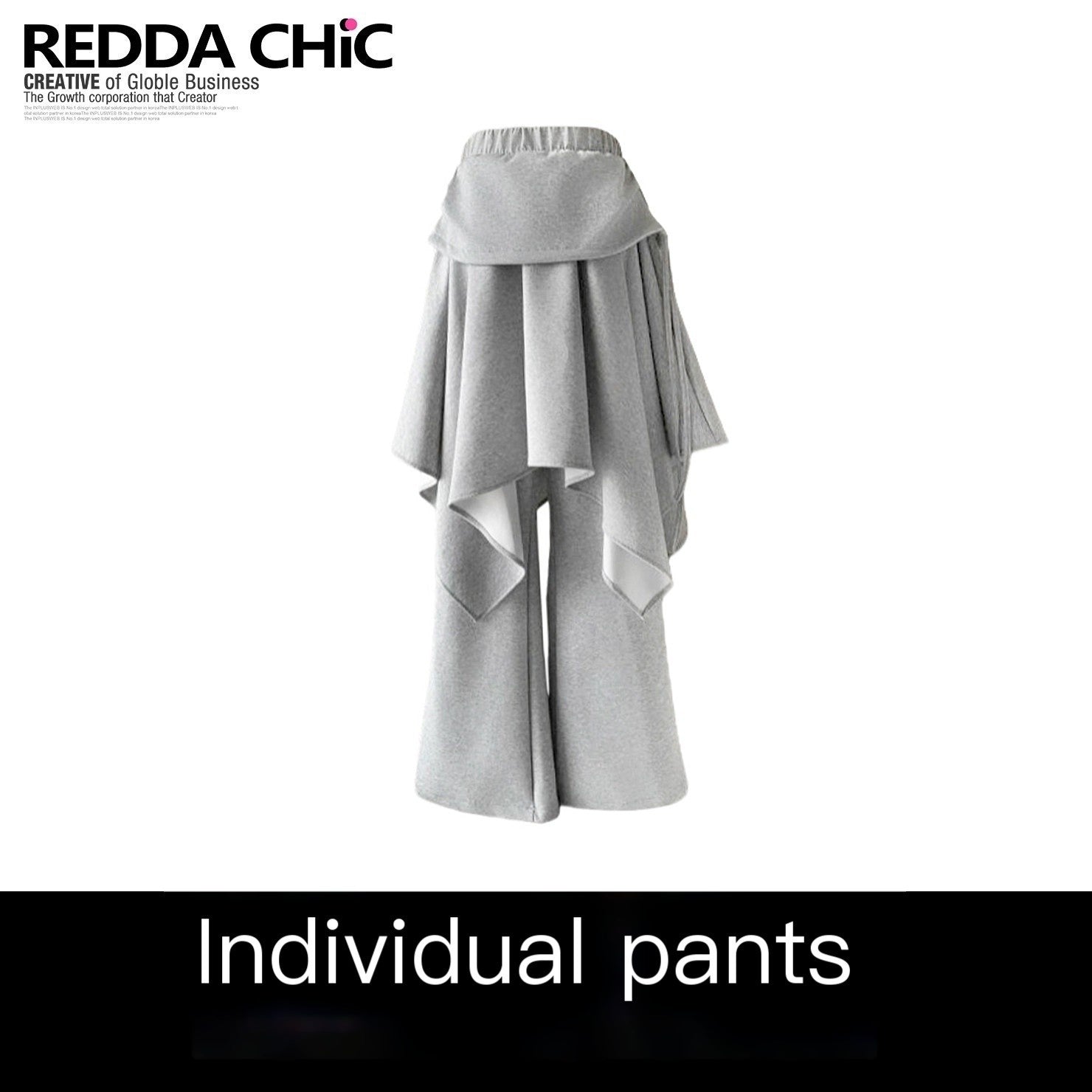 REDDACHIC_Gray_Faux_Layered_Drapey_Micro_Flare_Mid_Rise_Casual_Women'S_Other_Flare_Pants_MISSTT