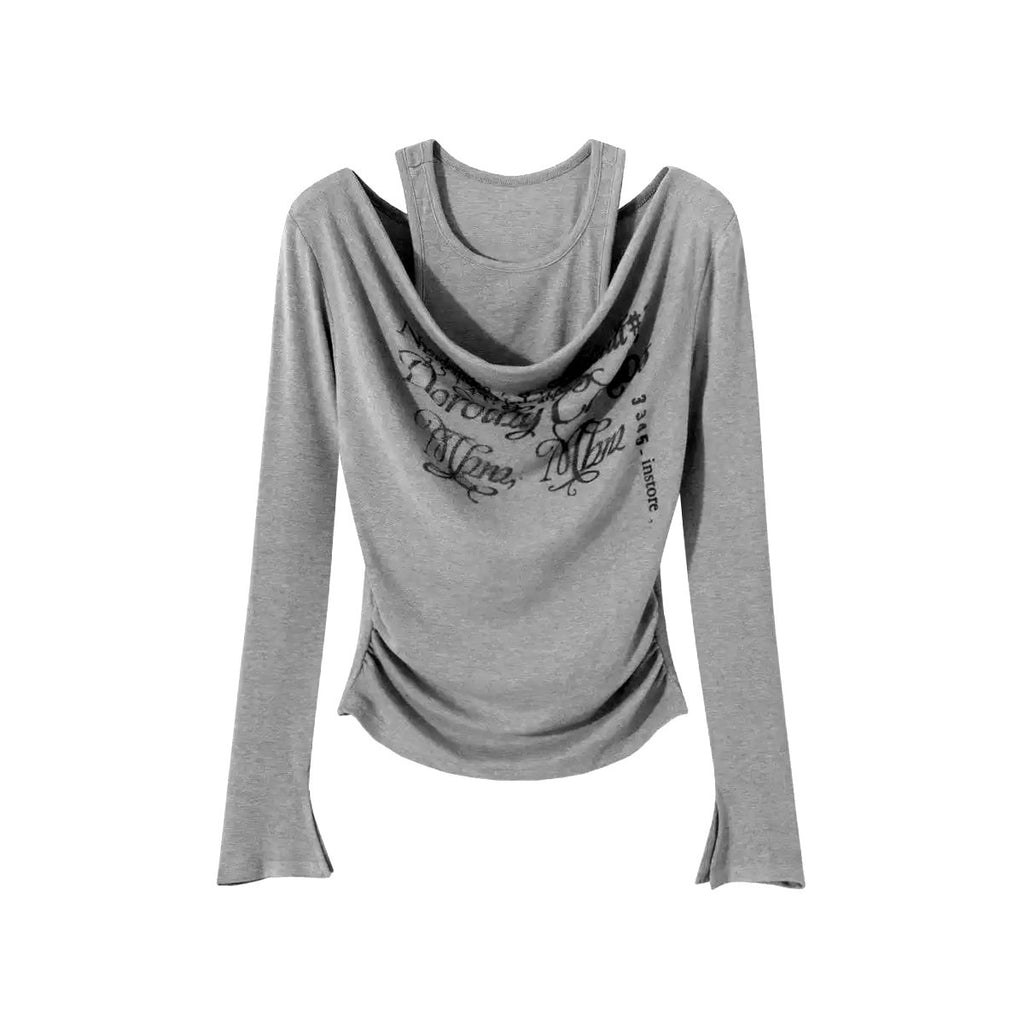 REDDACHIC_Gray_Off_Shoulder_Cross_Print_Faux_Two_Piece_Slim_Women'S_Long_Sleeve_T-Shirts_MISSTT