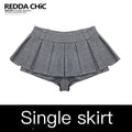 REDDACHIC_Gray_Pleated_A_Line_Spliced_Ruffle_Low_Waist_Women'S_Woolen_Mini_Skirts_MISSTT