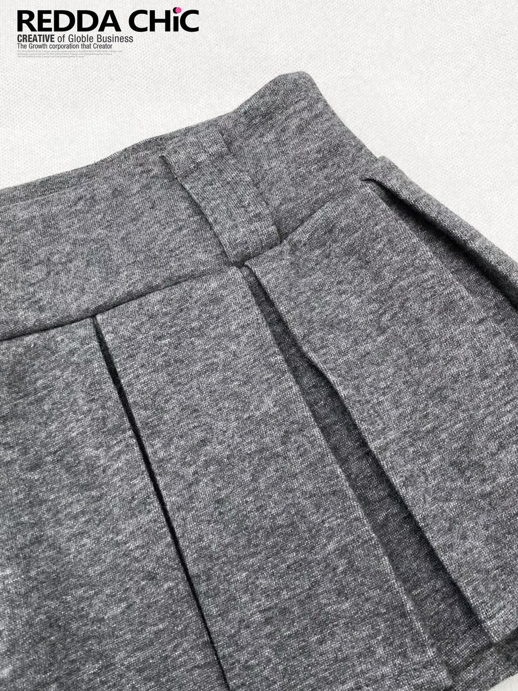 REDDACHIC Gray Pleated A Line Spliced Ruffle Low Waist Women'S Woolen Mini Skirts