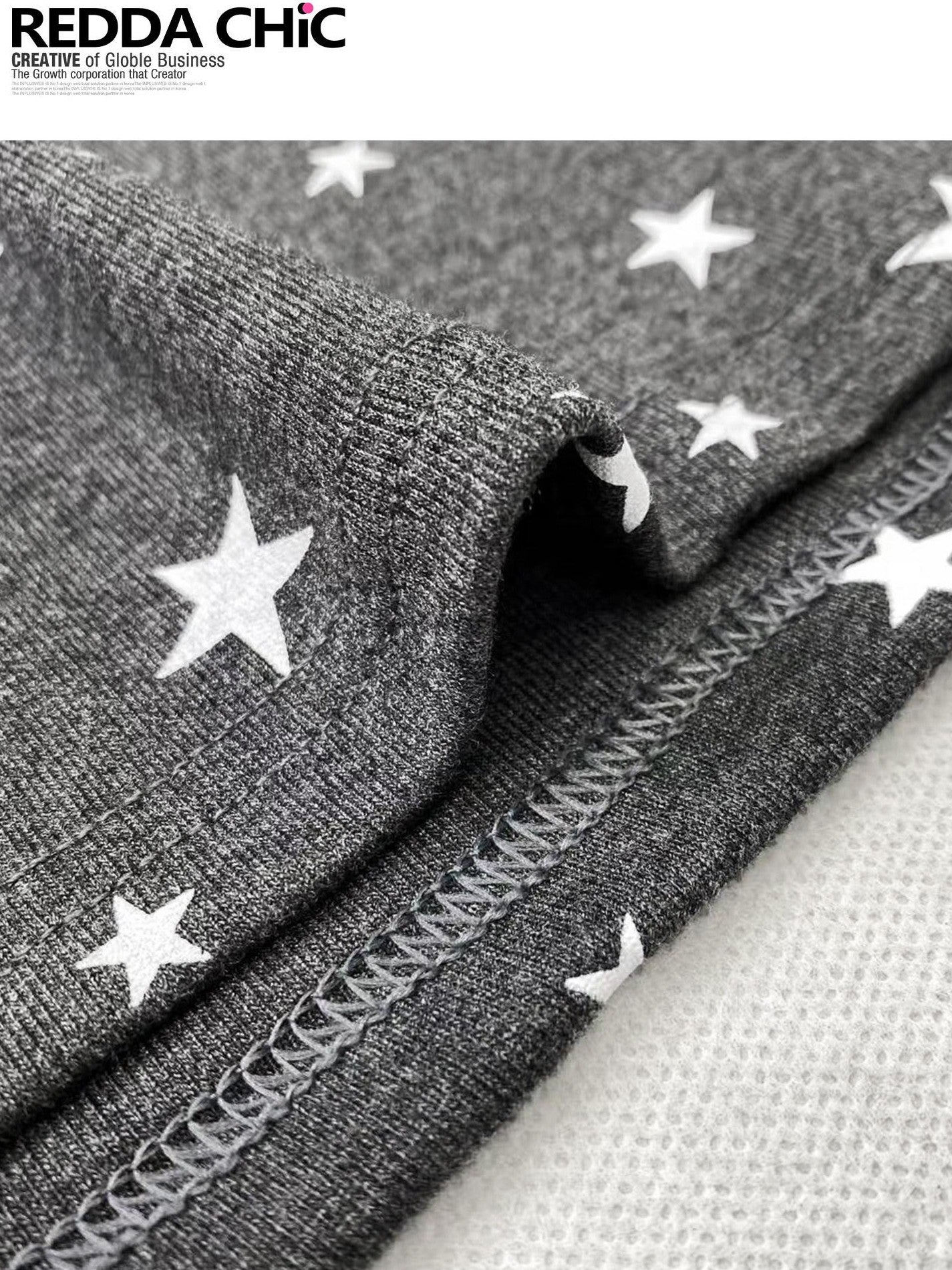 REDDACHIC Gray Star Letter Print V-neck Cinched Waist Cropped Women'S Long Sleeve T-Shirts