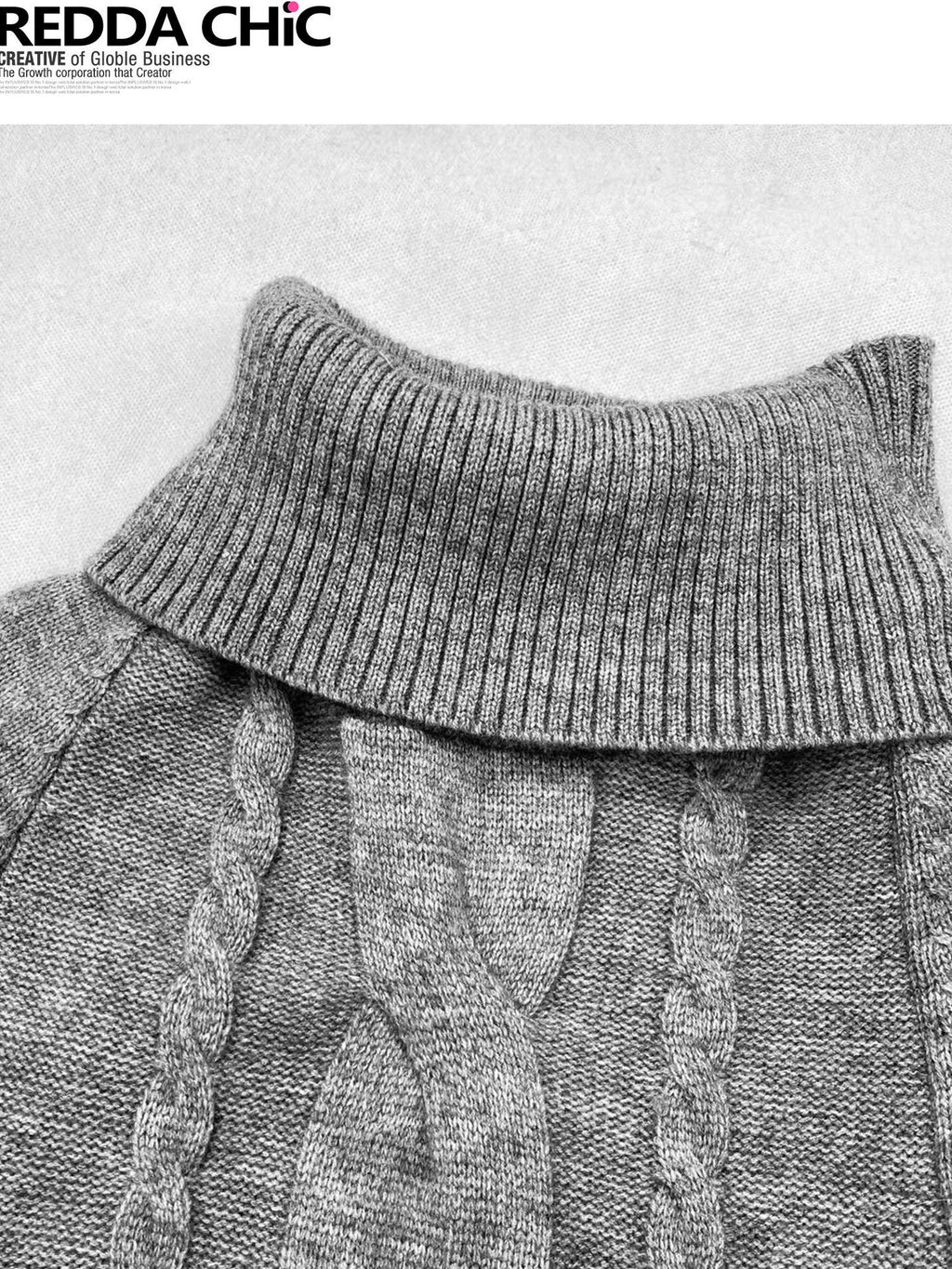 REDDACHIC Gray Turtleneck Cape Batwing Women'S Cable Knit Fur Trim Layered Sweaters