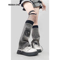 REDDACHIC_Gray_Washed_Smiley_Tie_Slouchy_Mid_Calf_Women'S_Denim_Leg_Warmers_MISSTT