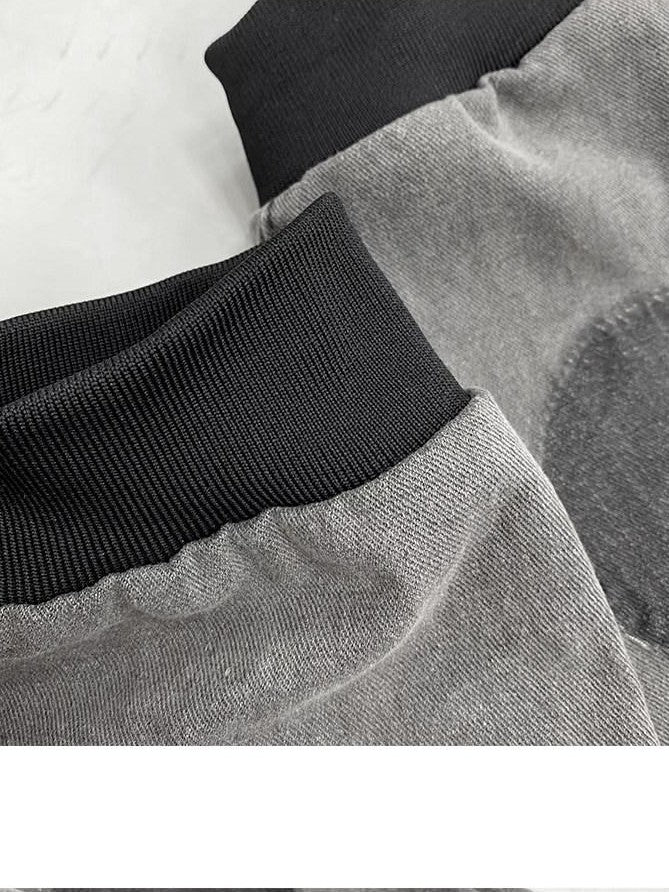 REDDACHIC Gray Washed Smiley Tie Slouchy Mid Calf Women'S Denim Leg Warmers