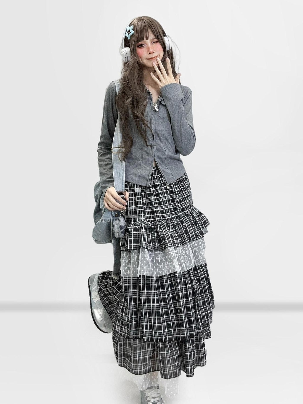 REDDACHIC Gray Zip Front Slit Waist Cinch Polo Collar Long Sleeve Women'S Knit Cardigans