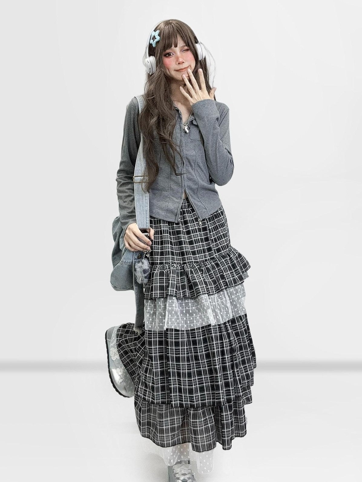 REDDACHIC Gray Zip Front Slit Waist Cinch Polo Collar Long Sleeve Women'S Knit Cardigans