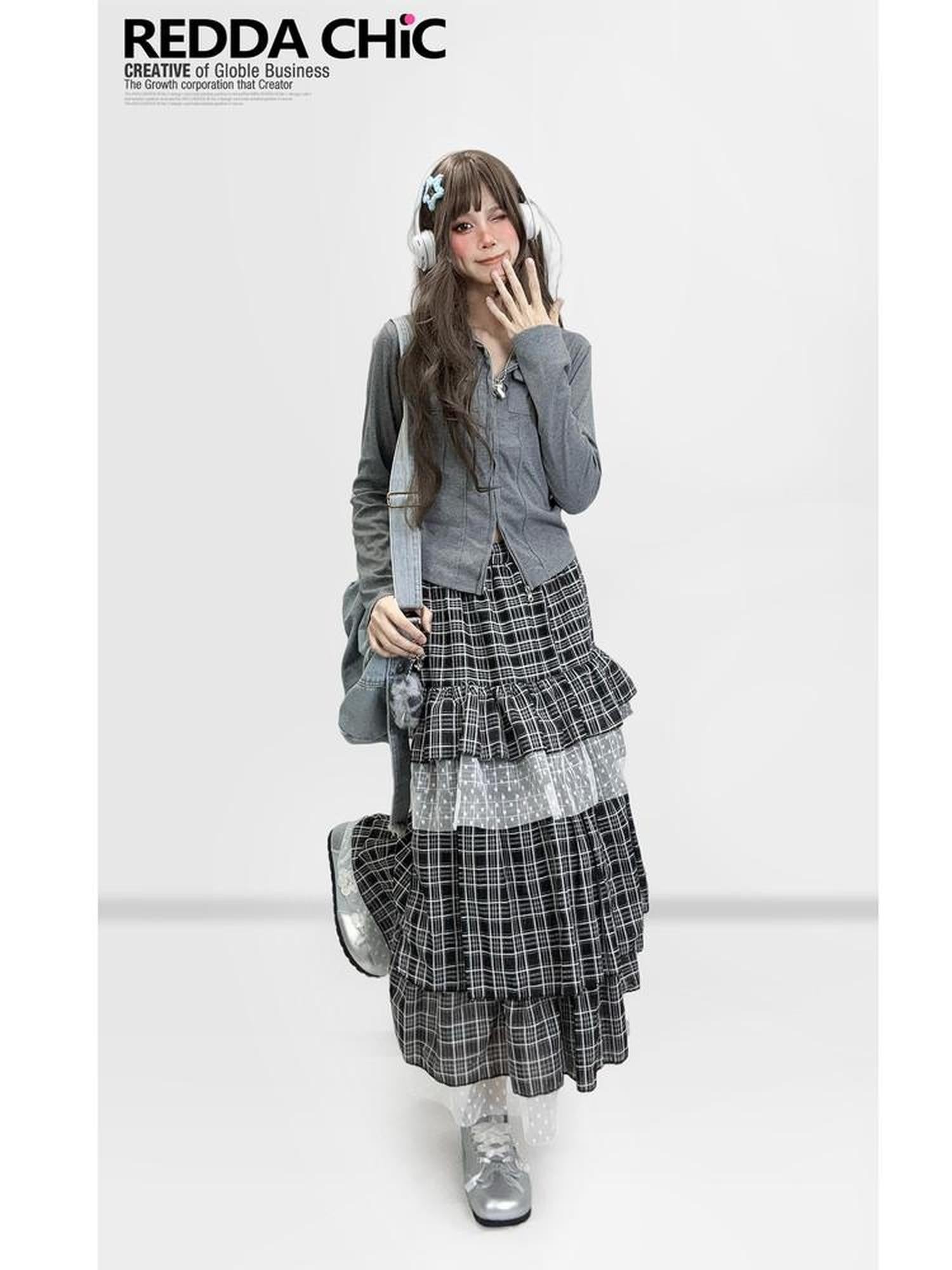 REDDACHIC Gray Zip Front Slit Waist Cinch Polo Collar Long Sleeve Women'S Knit Cardigans