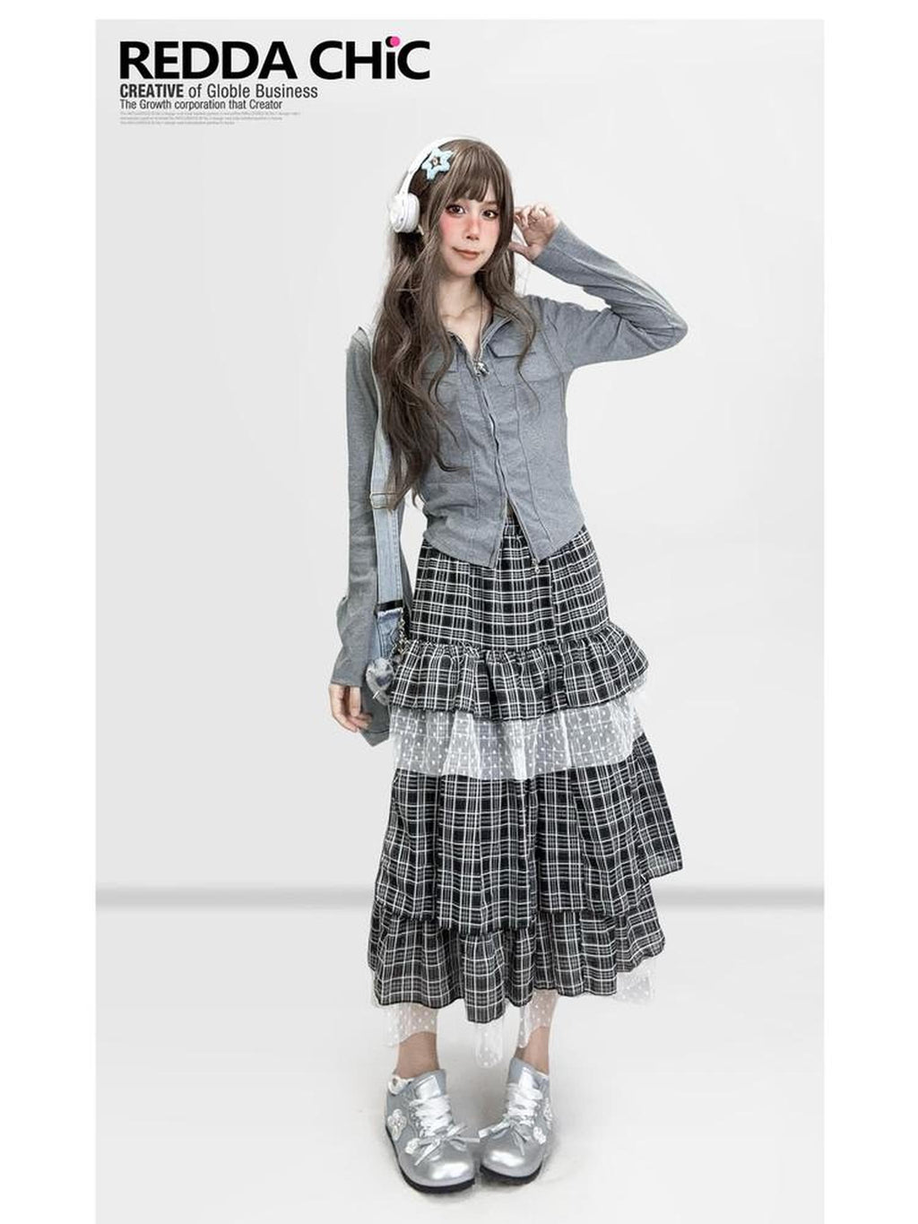 REDDACHIC Gray Zip Front Slit Waist Cinch Polo Collar Long Sleeve Women'S Knit Cardigans