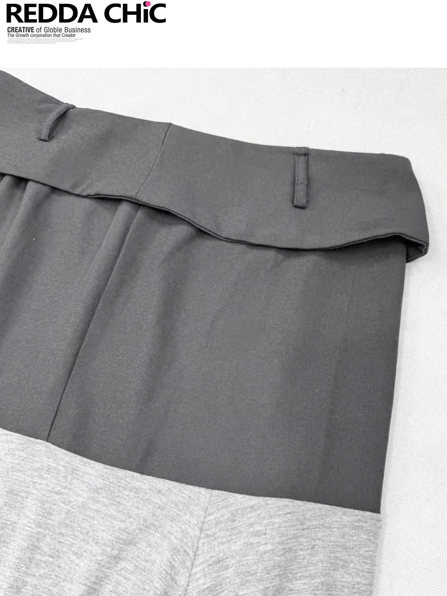 REDDACHIC Grey Patchwork A Line Low Waist Loose Drape Women'S Other Material Maxi Skirts