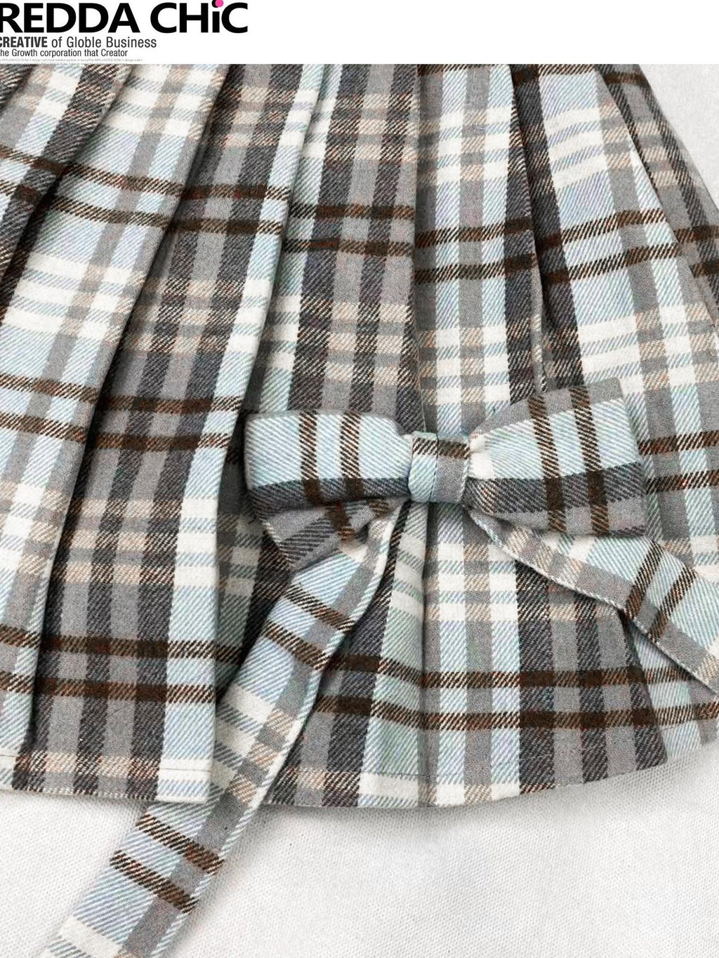 REDDACHIC Grey Plaid Pleated Schoolgirl Women'S Woolen High Waist Mini Skirts