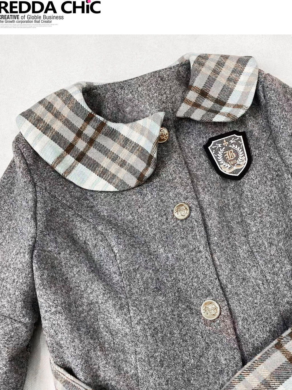 REDDACHIC Grey Plaid Pleated Schoolgirl Women'S Woolen High Waist Mini Skirts