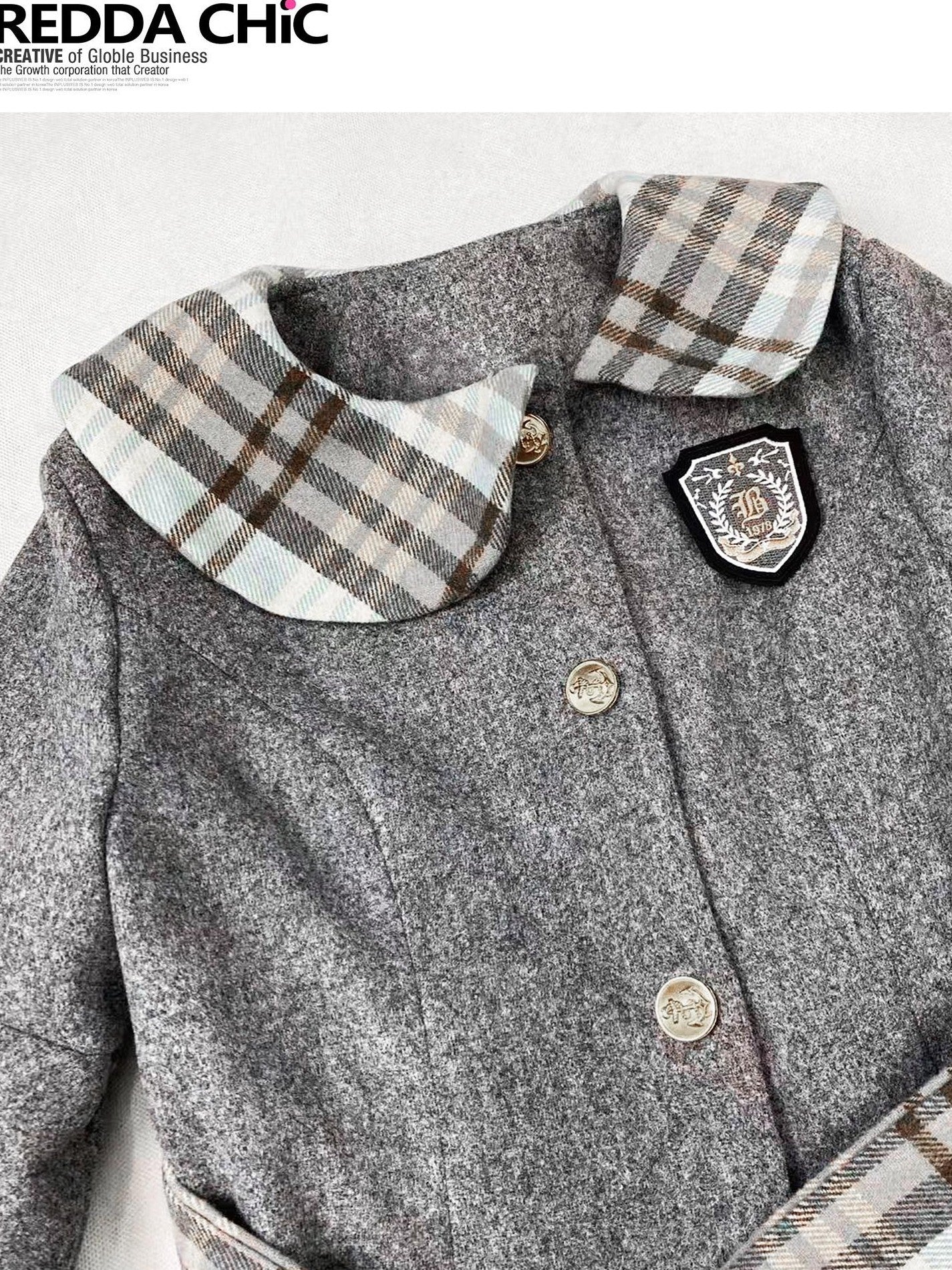 REDDACHIC Grey Plaid Pleated Schoolgirl Women'S Woolen High Waist Mini Skirts